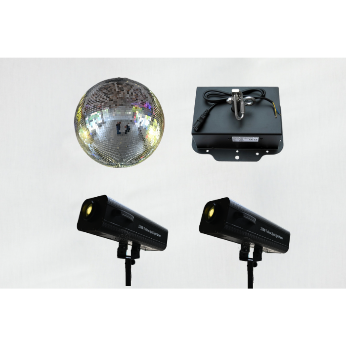 Pack boule à facettes 30 cm + projecteur LED + moteur - Packs